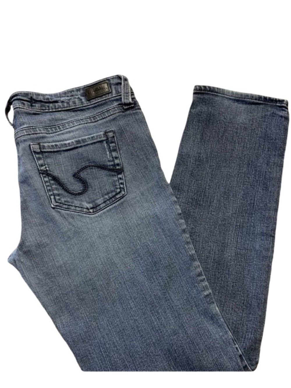 Refuge S-Curve Straight Leg Jeans Sz 9 Medium Wash Y2K Low Rise Distressed